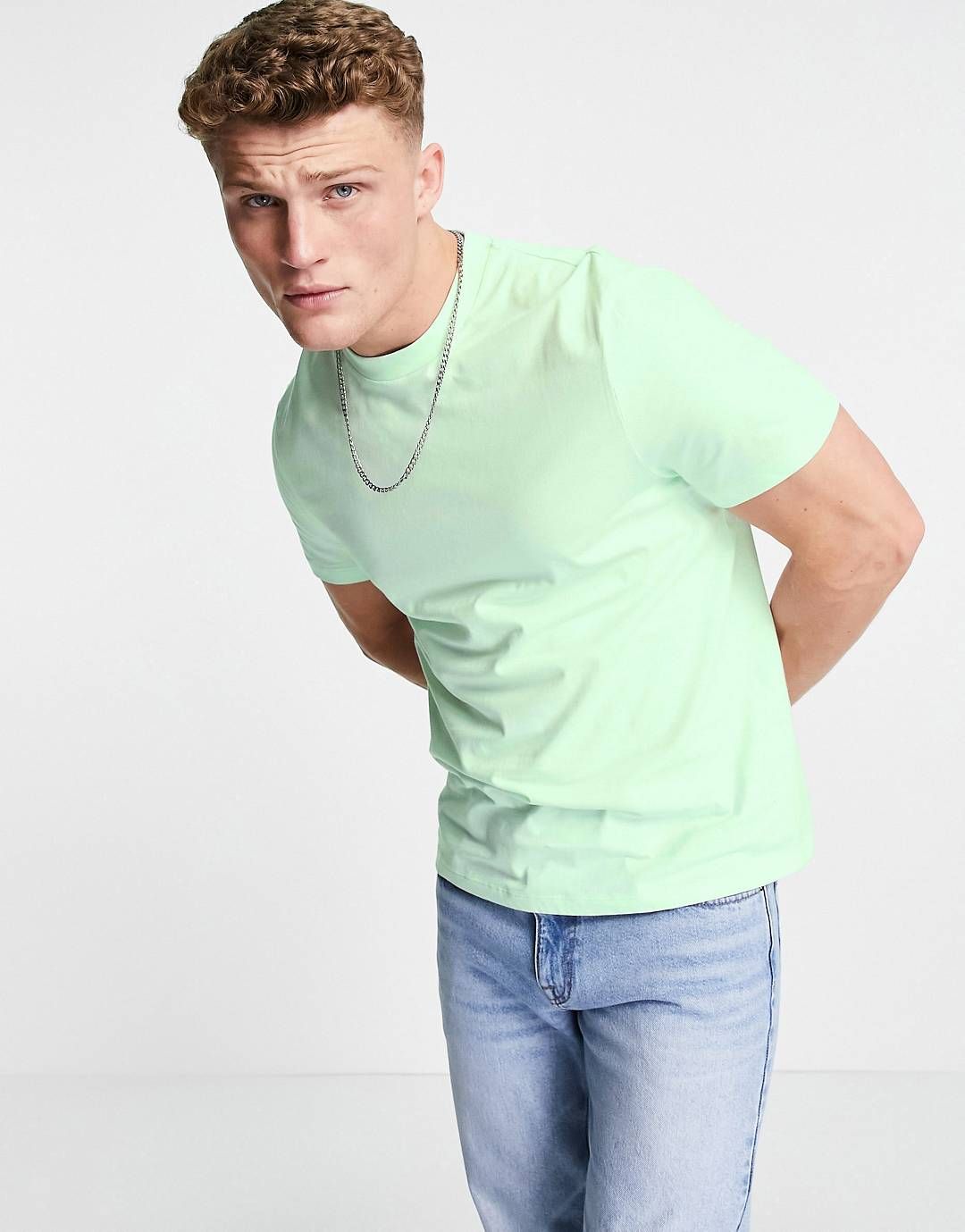 Pastel Green Half Sleeve T-shirt For Men | Bofrike