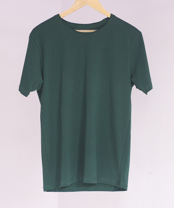 Bottle Green Tailored Neck Half Sleeve T-shirt For Men | Bofrike