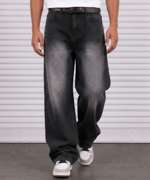 Alternative view of Noir Black Washed Baggy Fit Jean