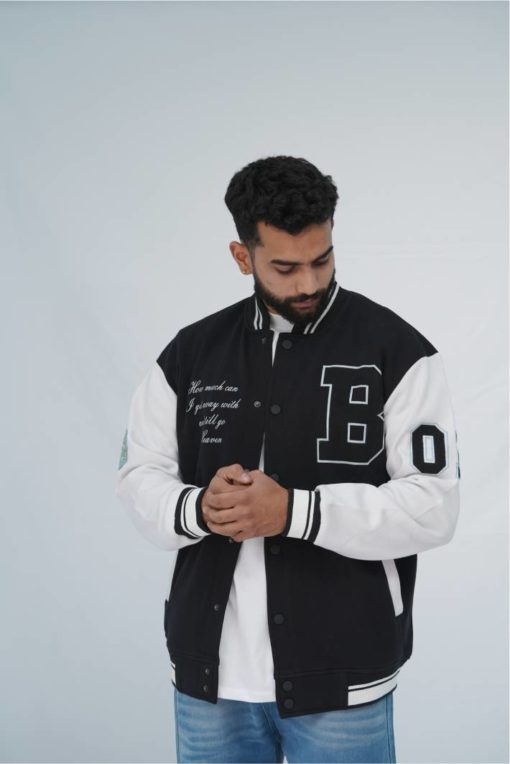 Black Oversized Varsity Jacket - Image 3