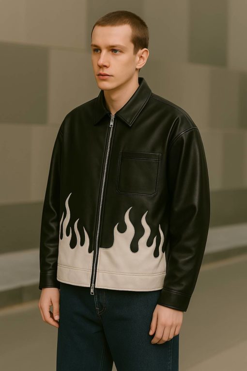 Full Sleeve 69 Double Zip Leather Shirt - Image 3