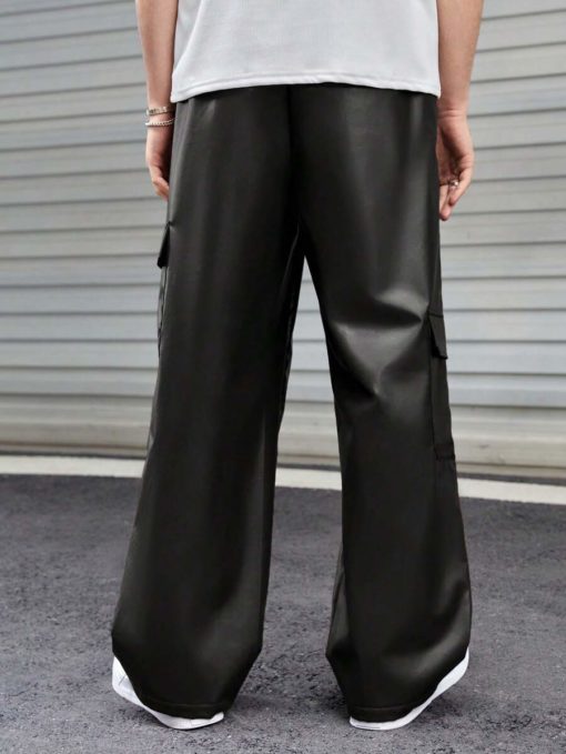 Leather Baggy Cargo Pants - Image 4