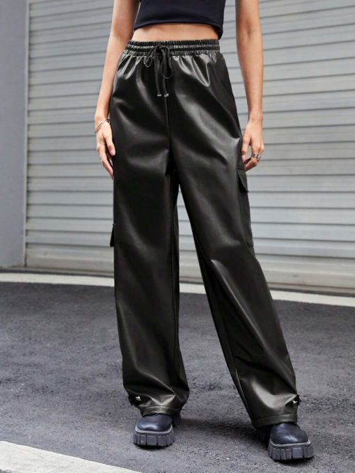 Leather Baggy Cargo Pants - Image 5