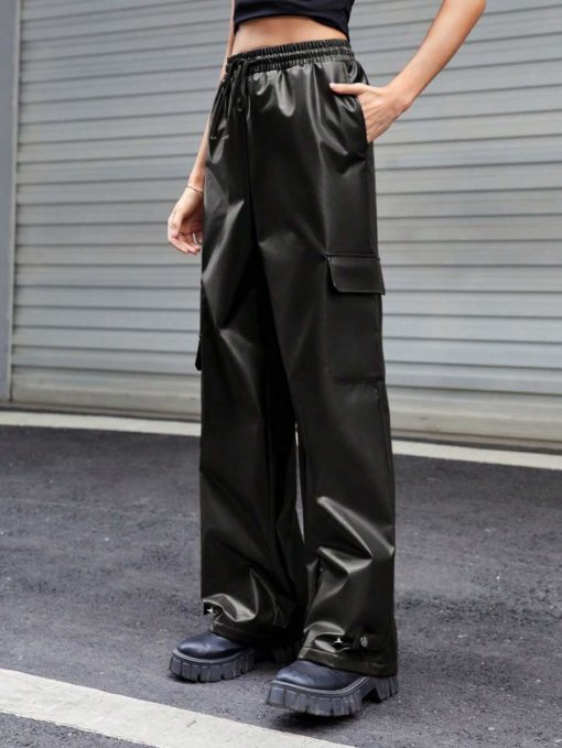 Leather Baggy Cargo Pants - Image 6