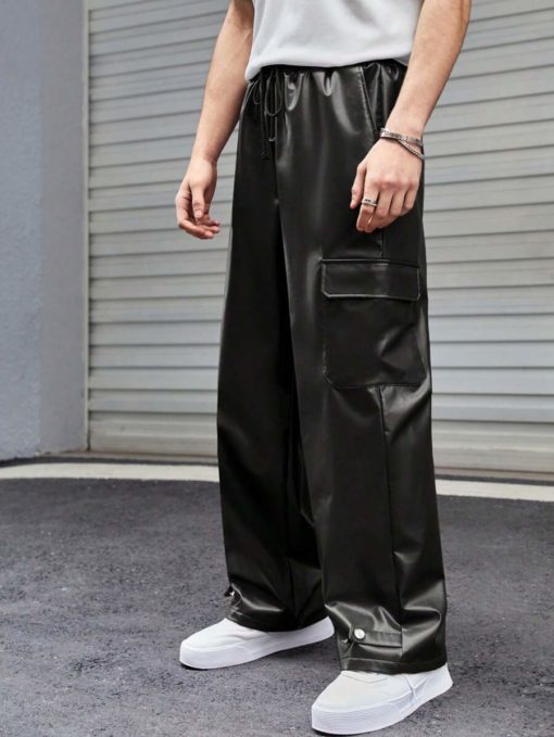 Leather Baggy Cargo Pants - Image 7