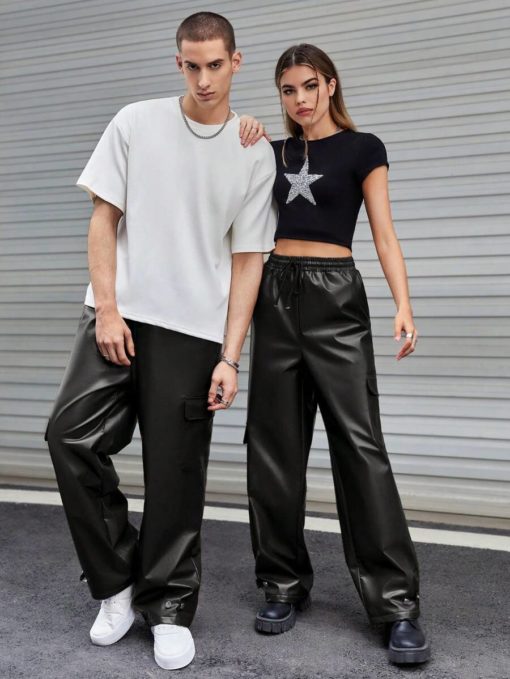 Leather Baggy Cargo Pants - Image 2