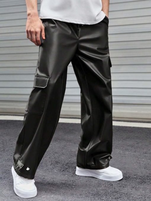 Leather Baggy Cargo Pants - Image 3