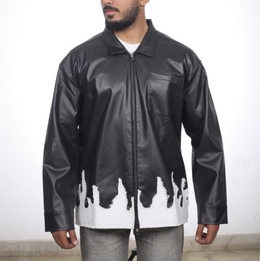 Full Sleeve 69 Double Zip Leather Shirt - Image 2