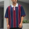 Maroon and Navy Blue Oversized Polo T-Shirt
