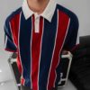 Maroon and Navy Blue Oversized Polo T-Shirt