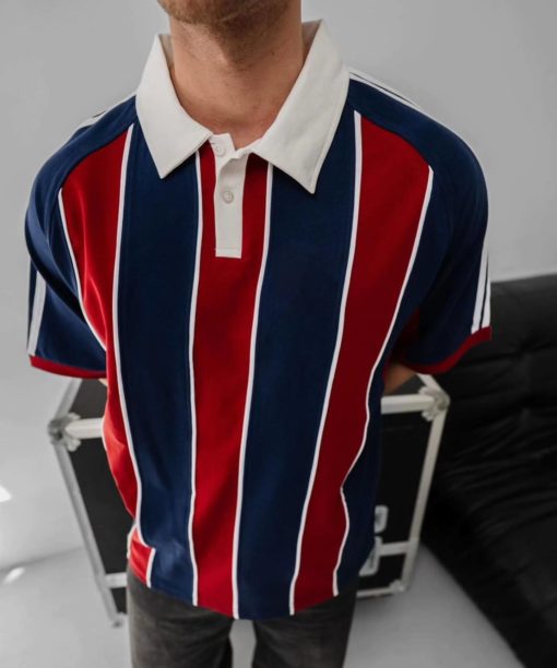 Maroon and Navy Blue Oversized Polo T-Shirt