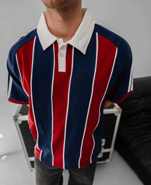 Maroon and Navy Blue Oversized Polo T-Shirt