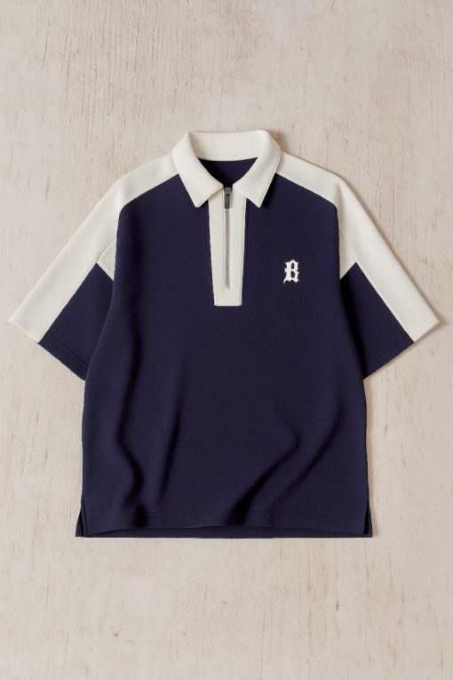 Navy Half Zipped Realm Polo