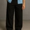 Black Baggy Fit Linen Pants