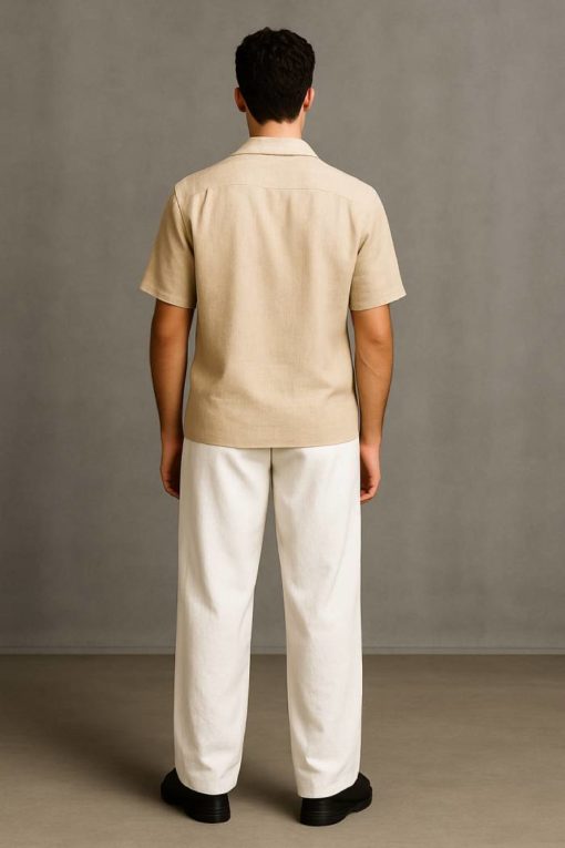 White Baggy Fit Linen Pants - Image 2