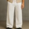 White Baggy Fit Linen Pants
