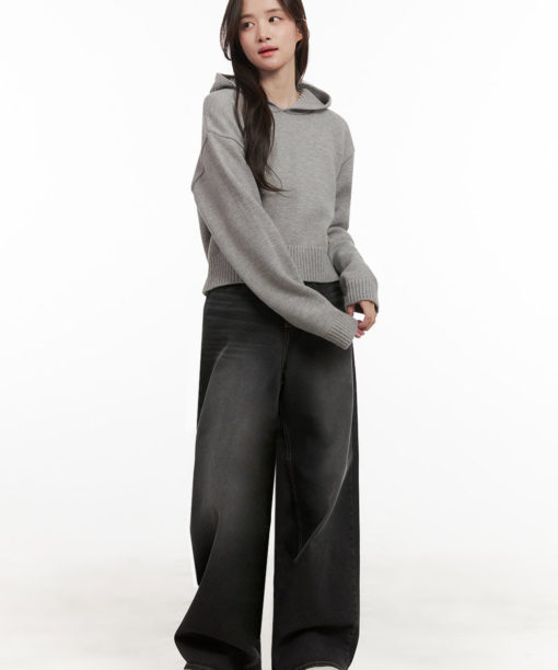 Noir Washed Wide Leg Jean