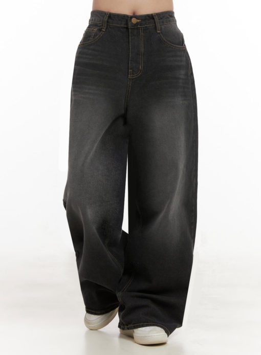 Noir Washed Wide Leg Jean - Image 2