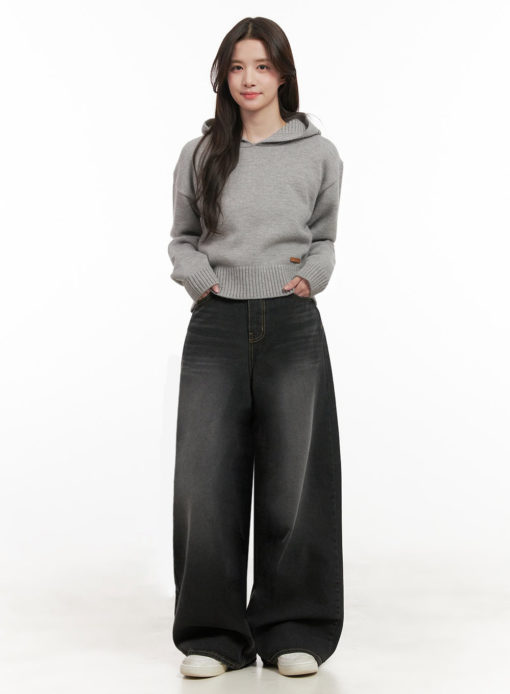 Noir Washed Wide Leg Jean - Image 8