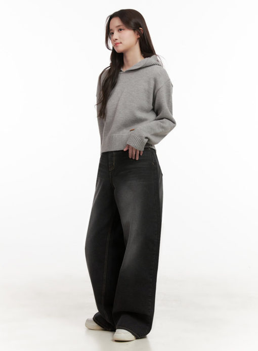 Noir Washed Wide Leg Jean - Image 5