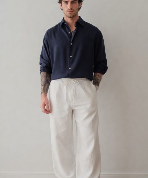 Alternative view of White Baggy Fit Linen Pants
