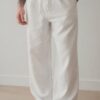 White Baggy Fit Linen Pants