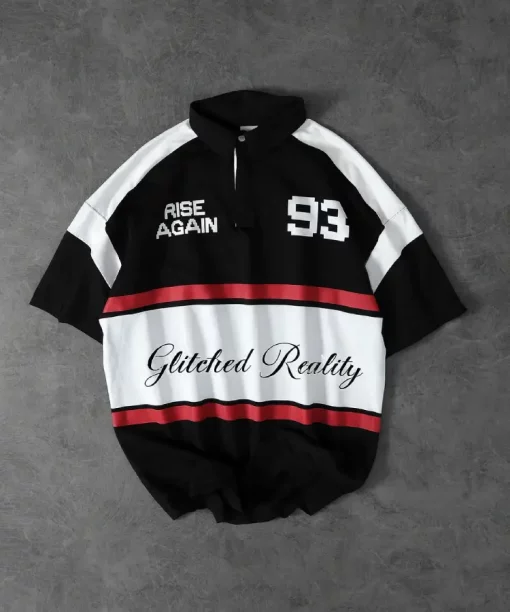 Glitched Reality Oversized Polo