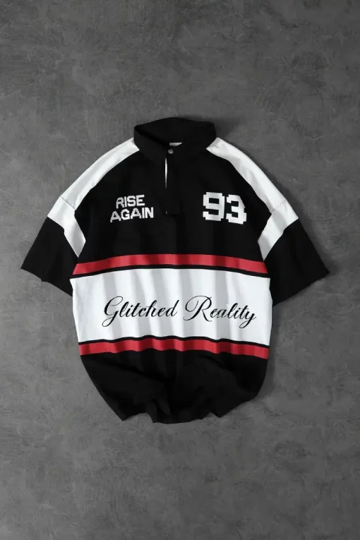 Glitched Reality Oversized Polo