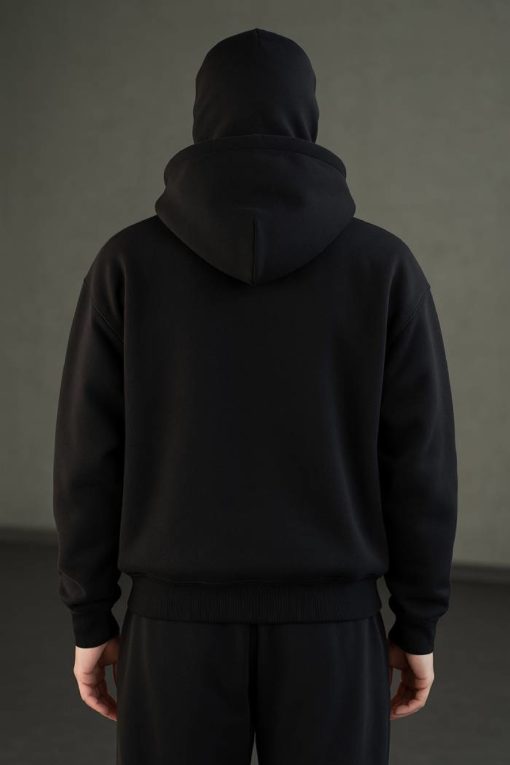 Black Balaclava Double Zip Oversized Hoodie - Image 3