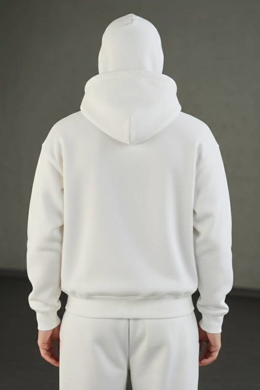 White Balaclava Double Zip Oversized Hoodie - Image 3