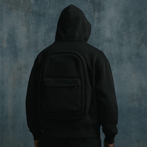 Black Backpack Oversized Hoodie