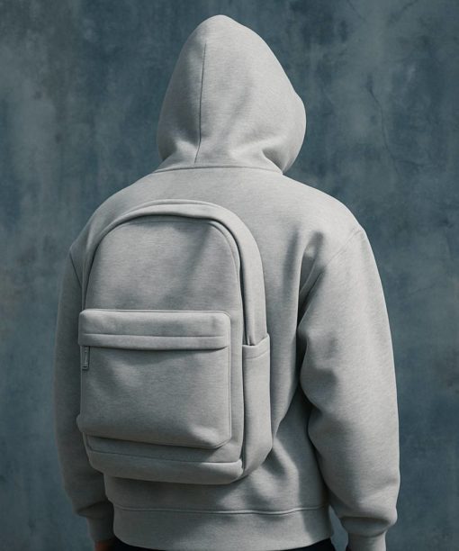 White Backpack Oversized Hoodie