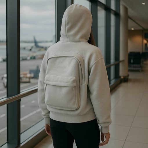 White Backpack Oversized Hoodie - Image 4