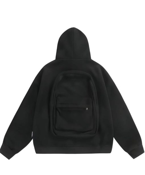 Alternative view of Black Backpack Oversized Hoodie