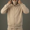 Beige Balaclava Double Zip Oversized Hoodie