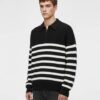 Black Half-Zip Striped Sweater