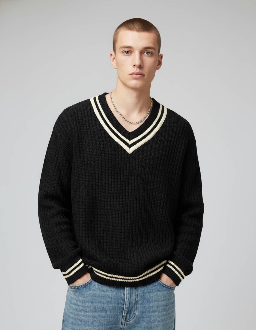 Black Oversized Knit Sweater - Image 3