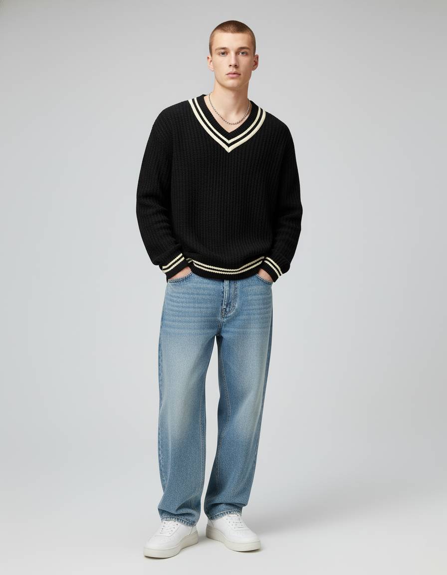 Black Oversized Knit Sweater