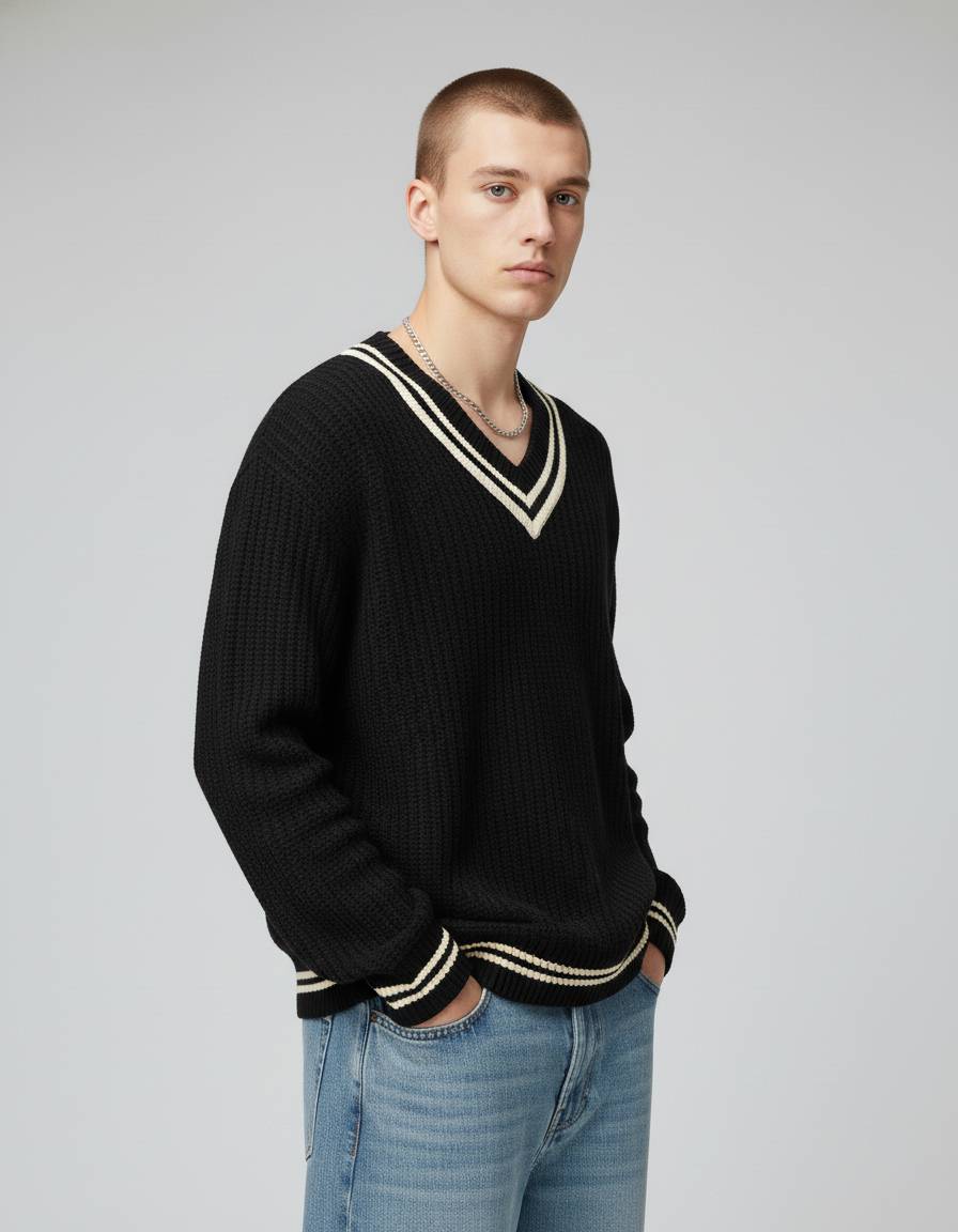 Black Oversized Knit Sweater - Image 2