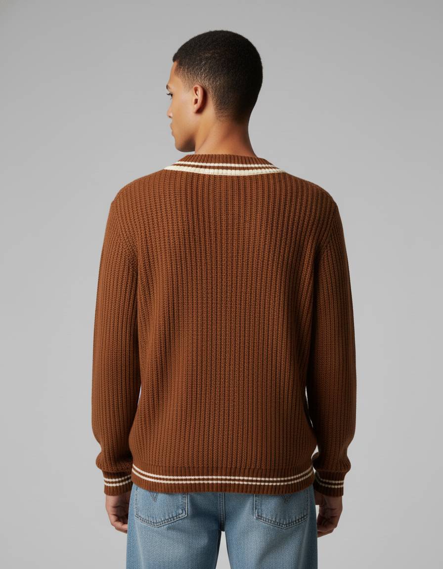 Brown Oversized Knit Sweater - Image 4