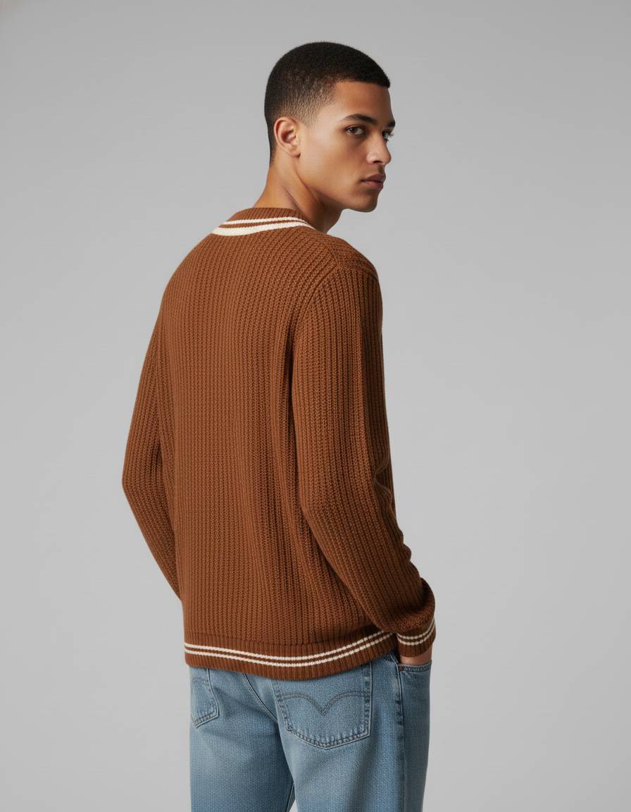 Brown Oversized Knit Sweater - Image 3