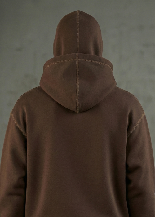 Dark Brown Balaclava Double Zip Oversized Hoodie - Image 2