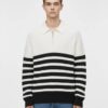 White Half-Zip Striped Sweater