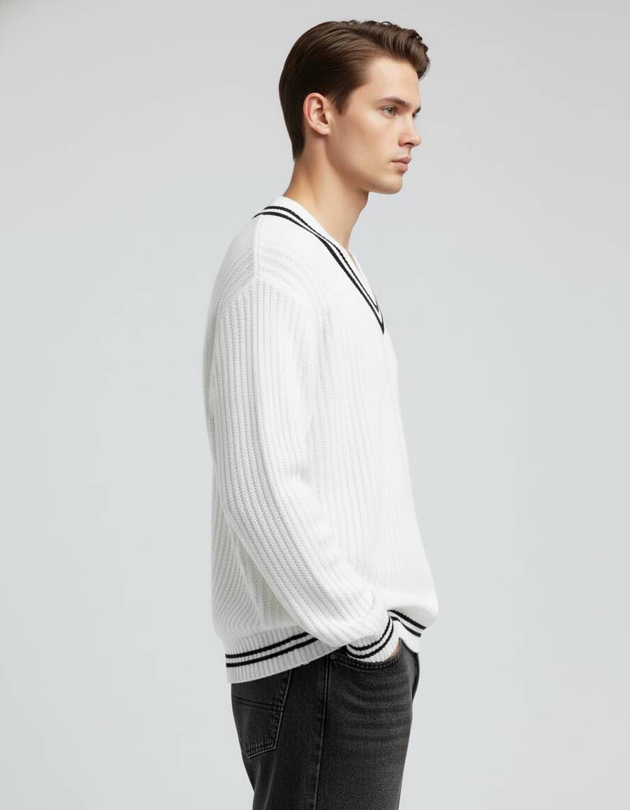 White Oversized Knit Sweater - Image 2
