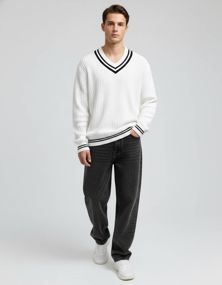 White Oversized Knit Sweater - Image 3