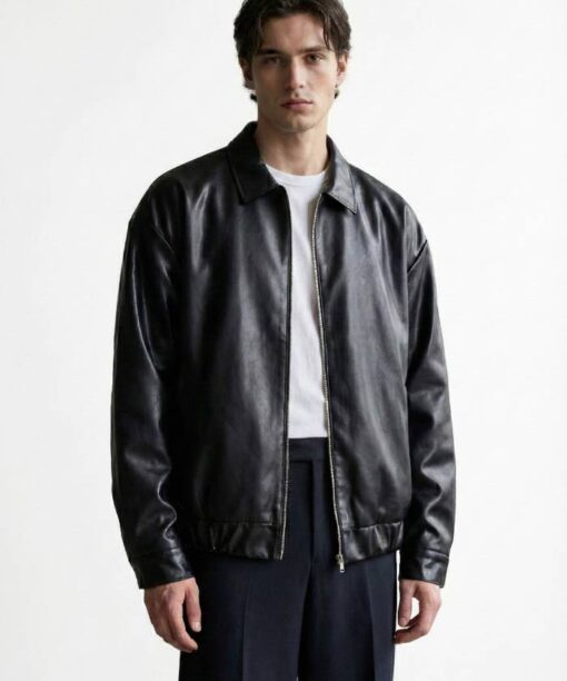 Black Leather Jacket - XL