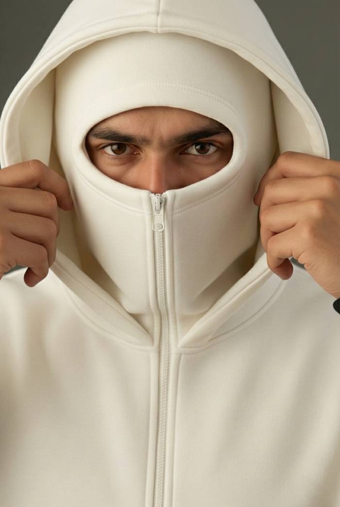 Off-White Balaclava Double Zip Oversized Hoodie - Image 3
