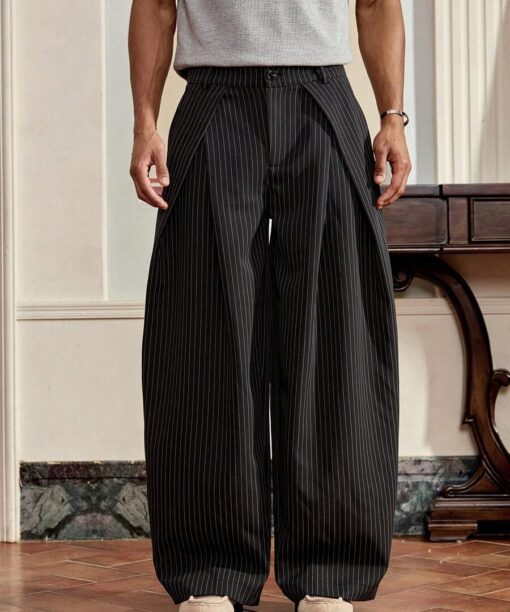 Absolute Black Stripe Baggy Fit Pant