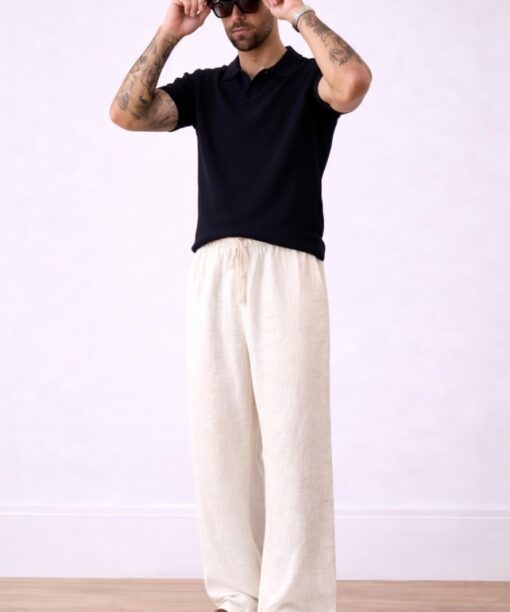 Alternative view of Ivory Bubble Linen Baggy Fit Pants