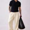 Ivory Bubble Linen Baggy Fit Pants